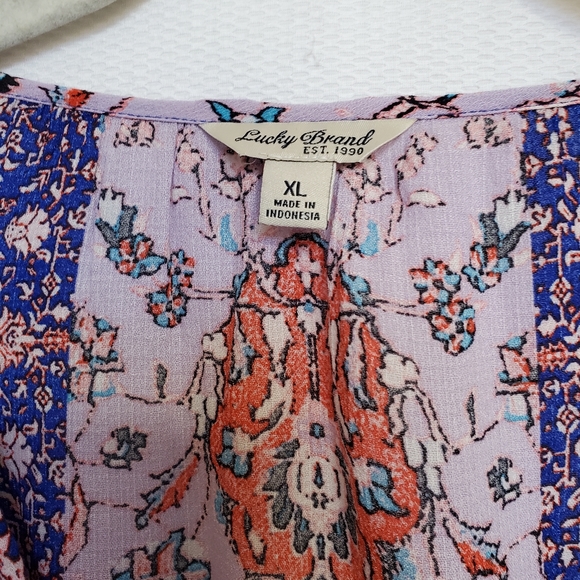Lucky Brand Multicolor Peasant Top XL - Picture 3 of 6